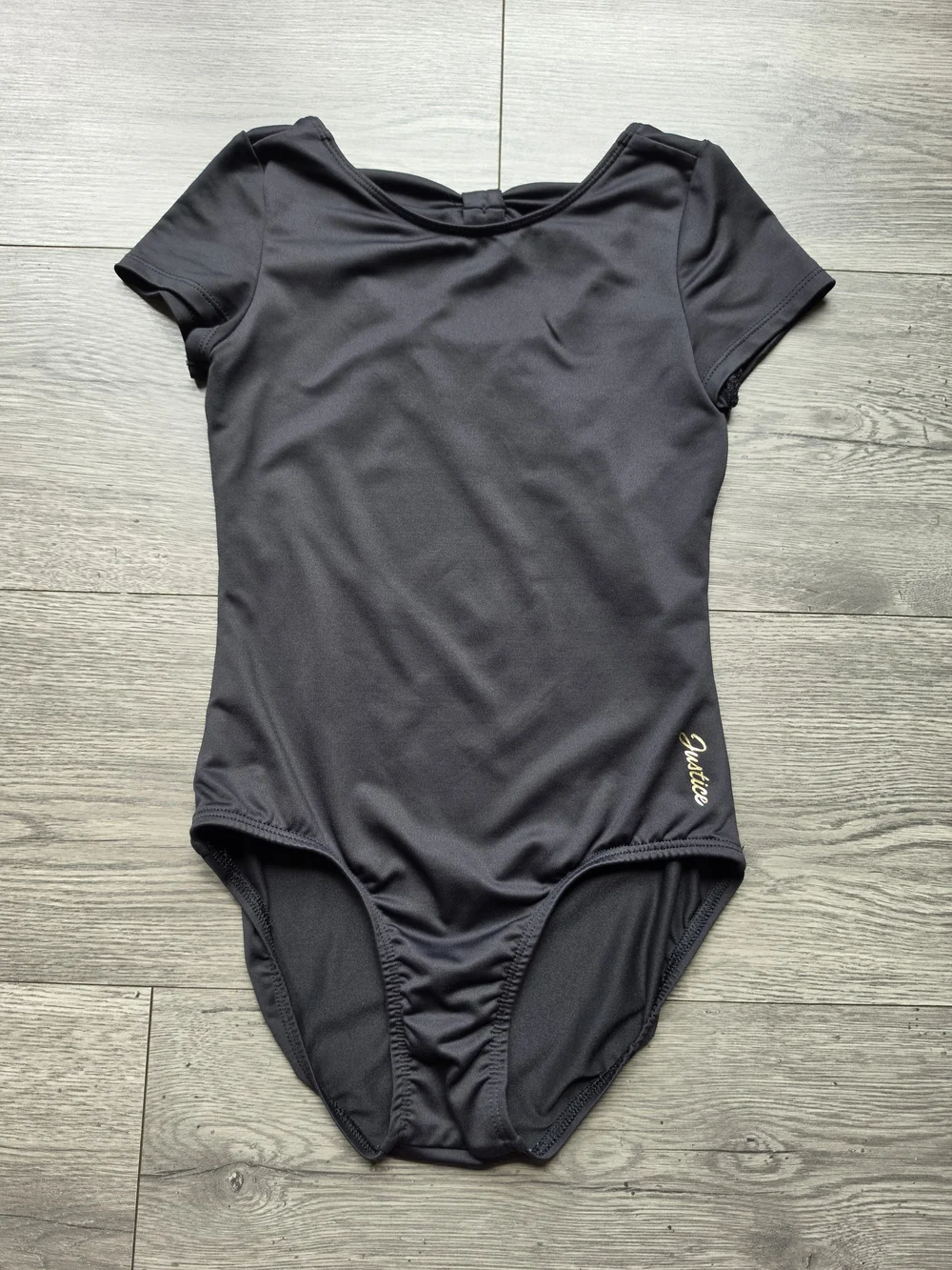 Justice Girls' Black Short Sleeve One-Piece Leotard